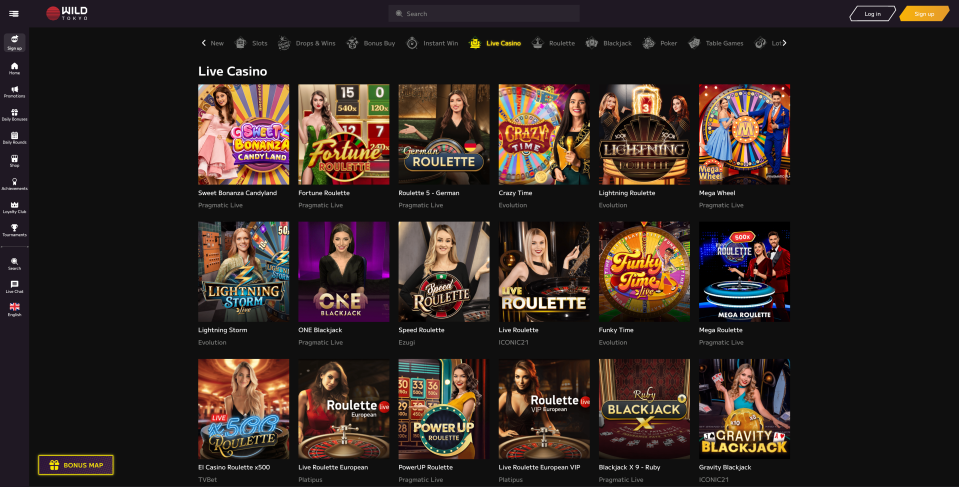 Wild Tokyo interface