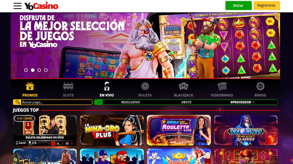 YoCasino interface